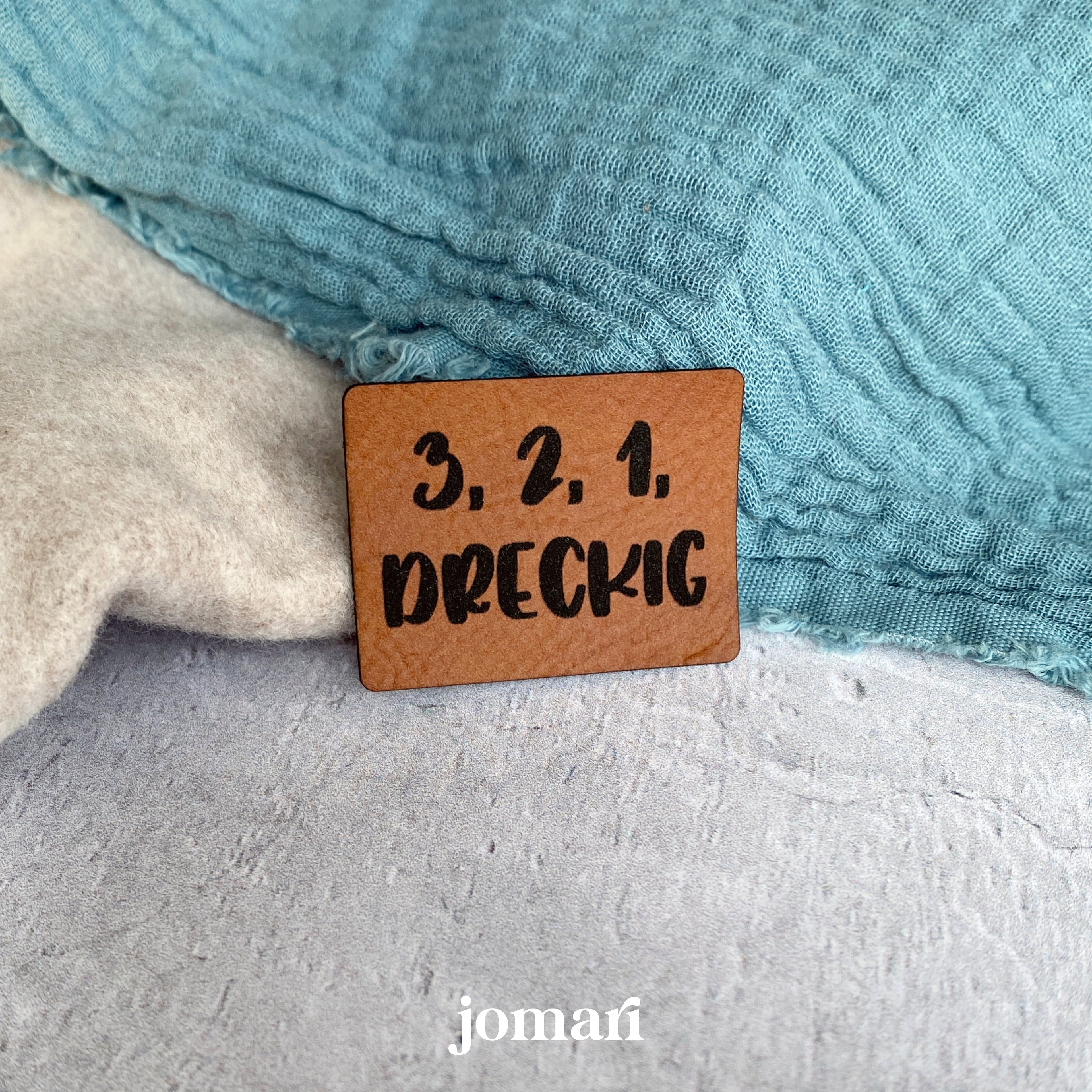 Kunstlederlabel - 3, 2, 1, dreckig