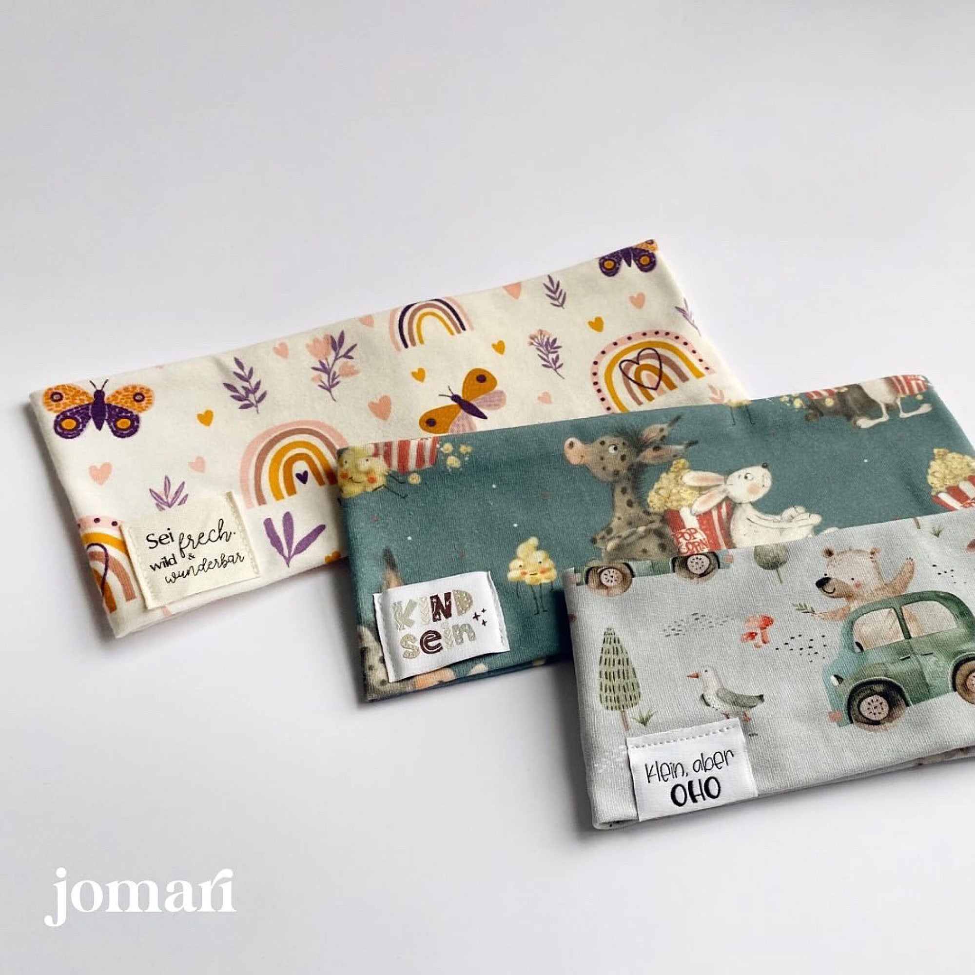 Übergangs-Stirnband aus Jersey oder French Terry mit 3 Sujets für Kinder – handgenäht von jomari