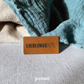Kunstlederlabel «Lieblingsteil» zum Annähen – in der Schweiz lasergraviert